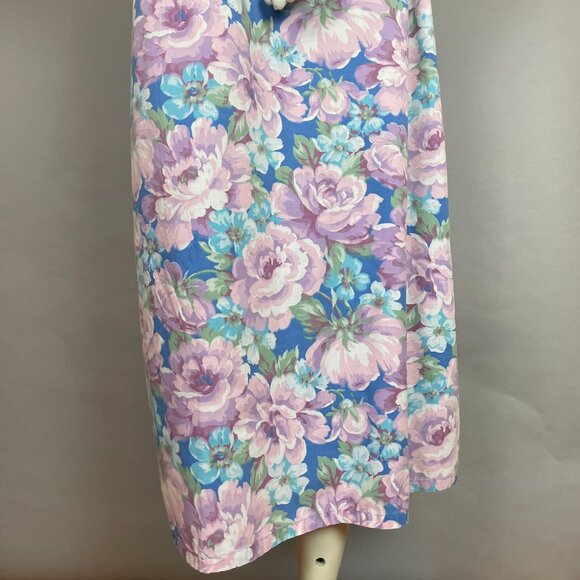 Vintage Handmade Housedress Floral Dress Purple‎ Blue Zip-Front Stand-Up Collar - Picture 11 of 11
